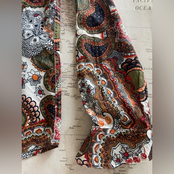 LUCKY BRAND Mod Paisley ButtonDown Shirt Roll-tab Sleeve Size Small - Picture 6 of 12